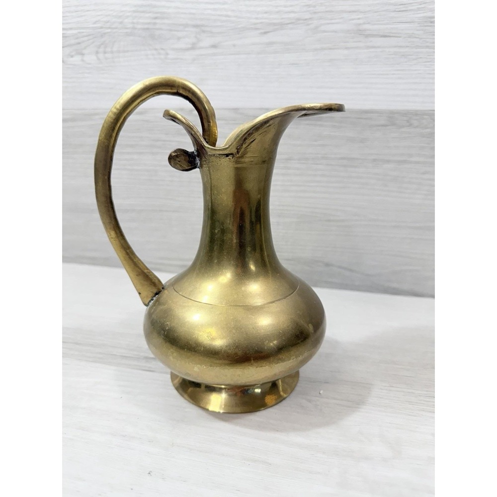 Brass Ewer Pitcher Vase Swan Neck Spout Made in India MCM